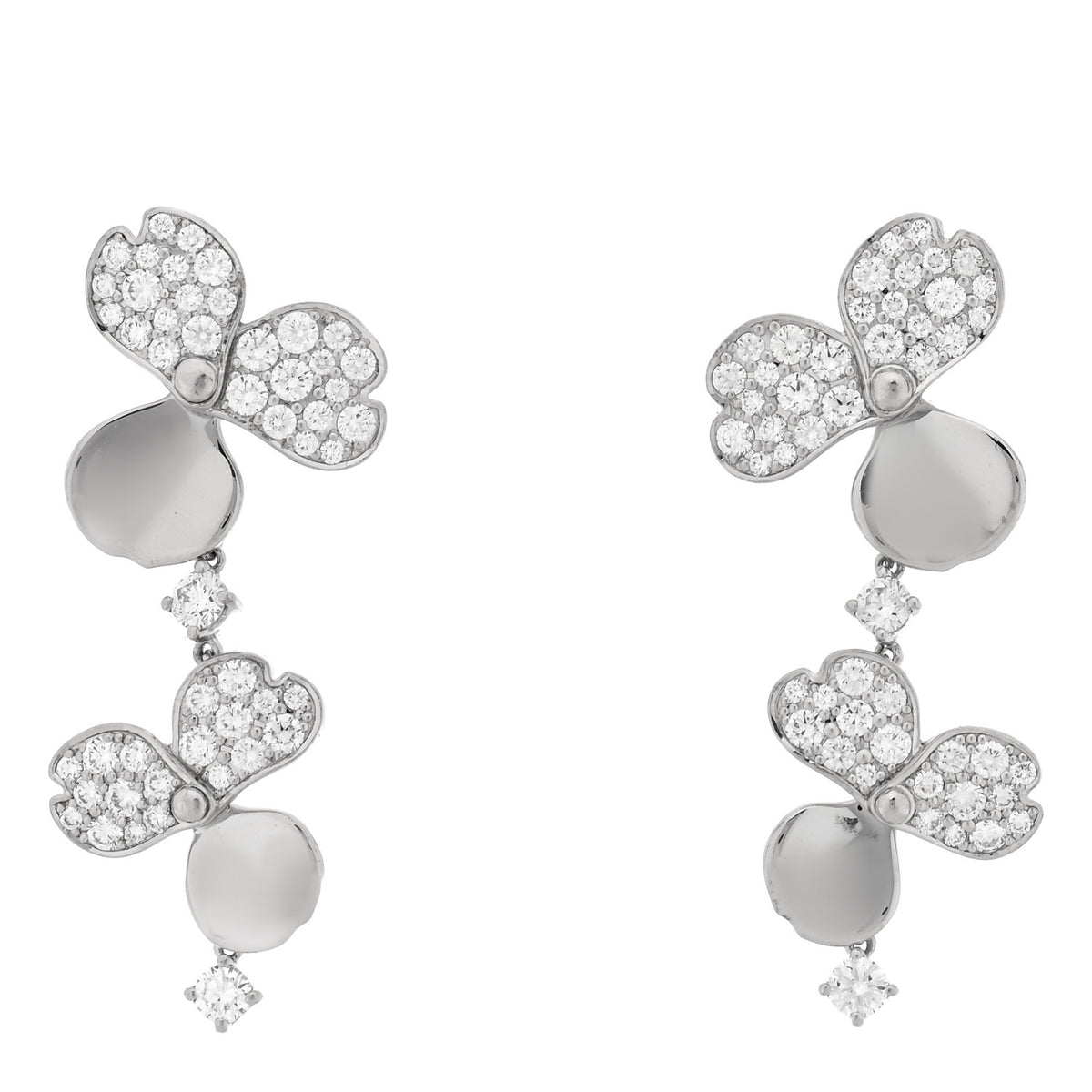 Tiffany Platinum Diamond Paper Flowers Cluster Drop Earrings 1 of 4