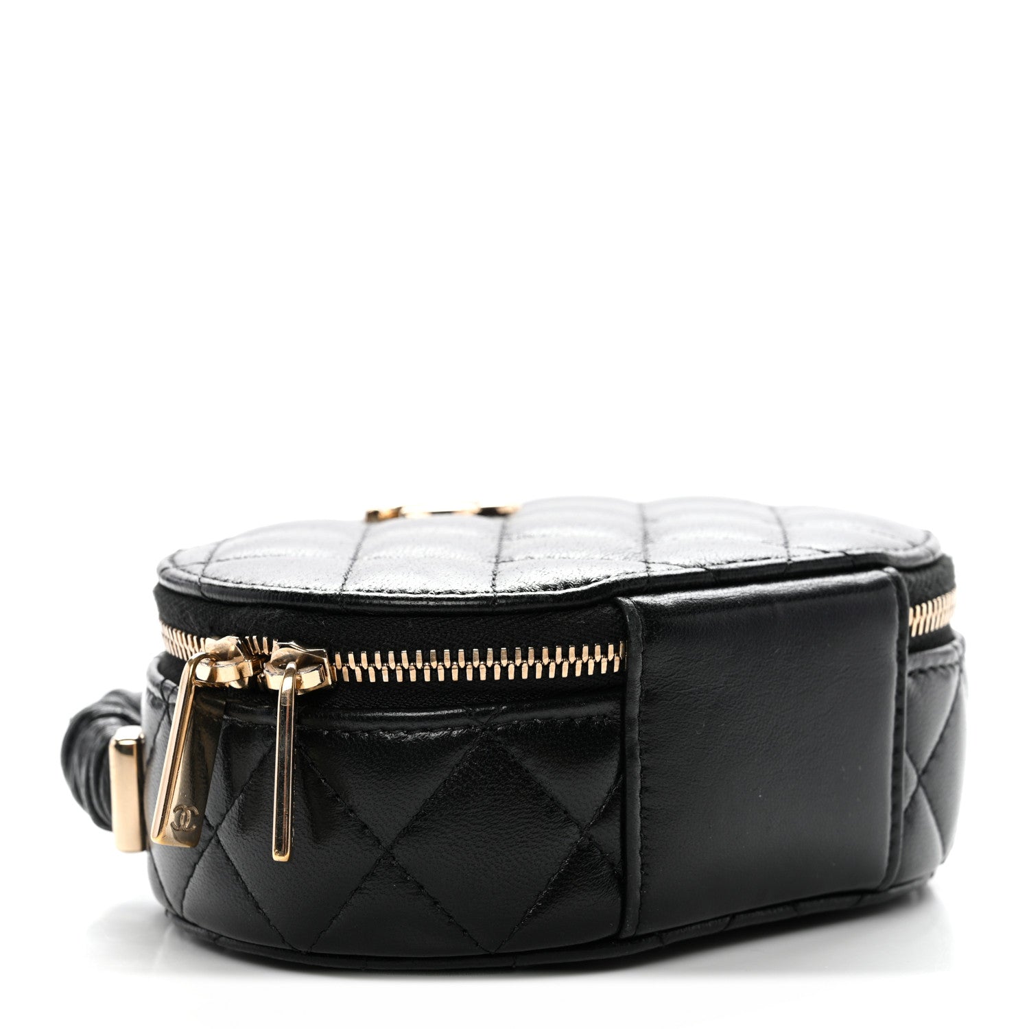 Chanel Lambskin Quilted Ruched Top Handle Vanity Case Pink Black 4 of 8
