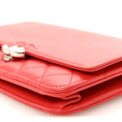 Chanel Grained Calfskin Quilted CC Box Wallet On Chain WOC Red 10 of 12