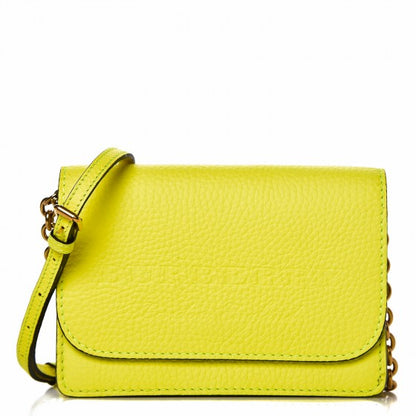 Burberry Signature Grain Small Burleigh Crossbody Bag Neon Yellow 1 of 11