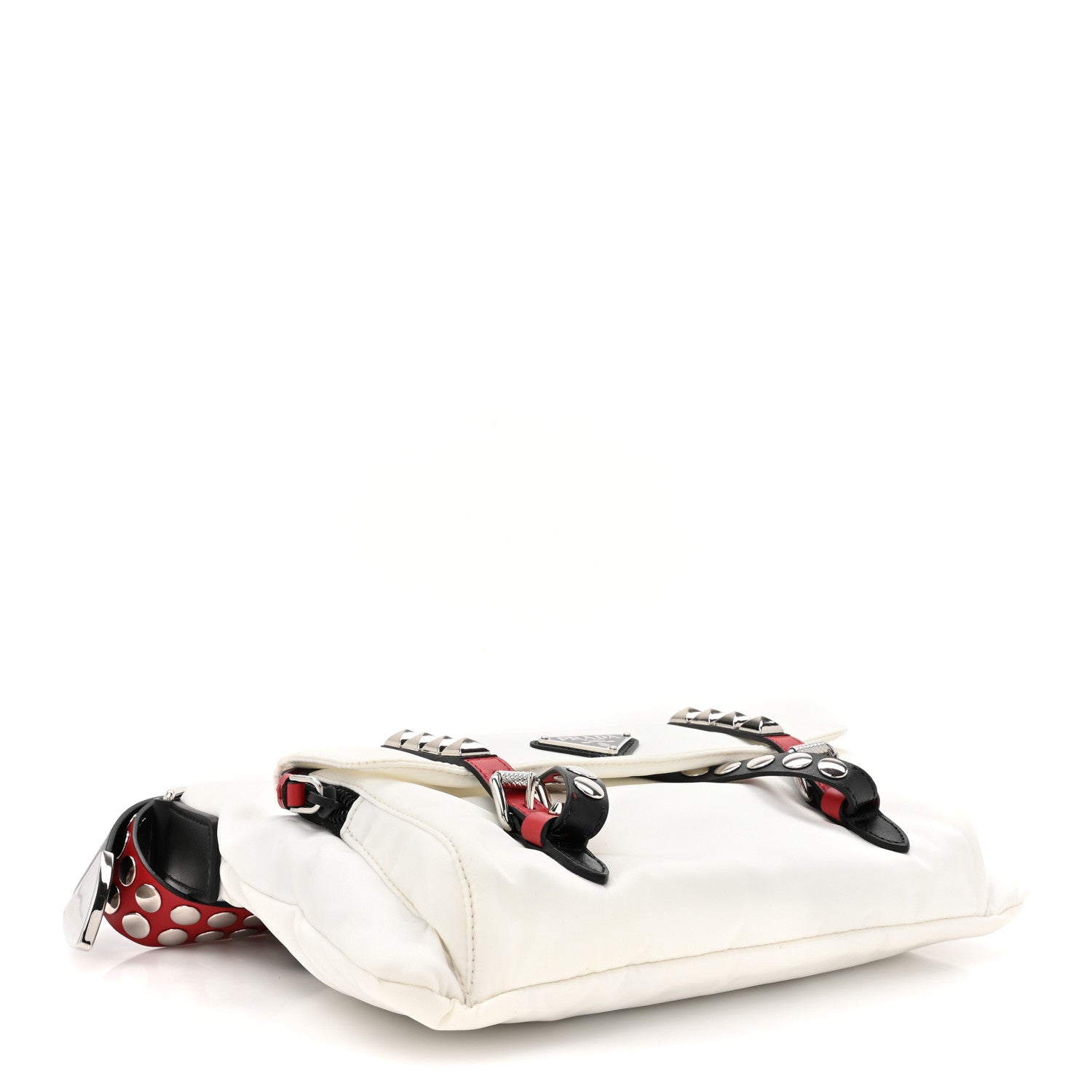 Prada Nylon New Vela Studded Messenger White Fuoco 4 of 9