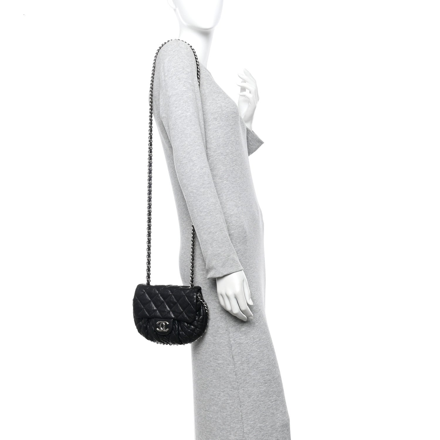 Chanel Washed Lambskin Quilted Mini Chain Around Flap Black 2 of 13
