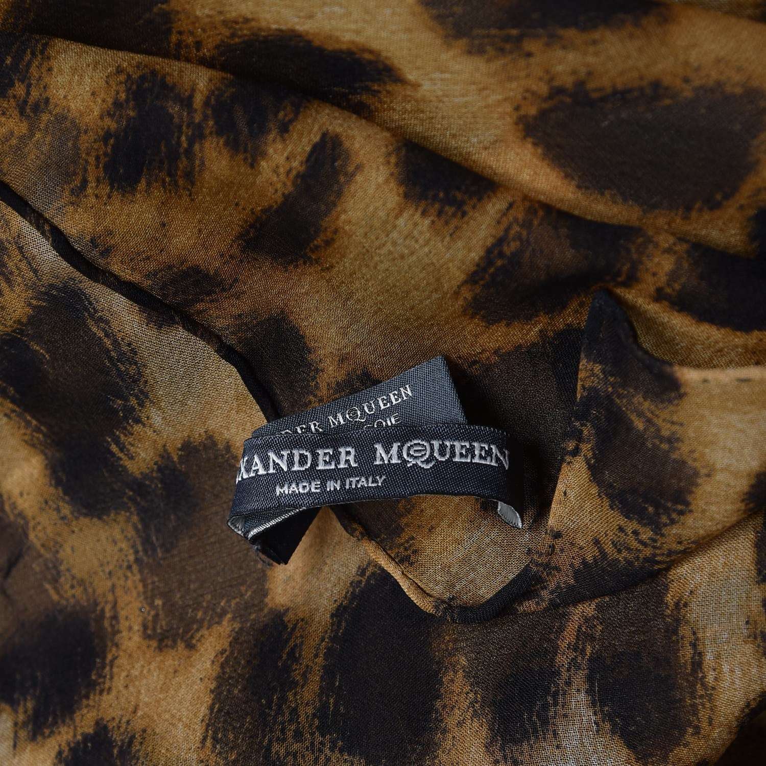 Alexander McQueen Silk Chiffon Leopard Skull Scarf Brown 8 of 8