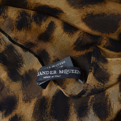 Alexander McQueen Silk Chiffon Leopard Skull Scarf Brown 8 of 8