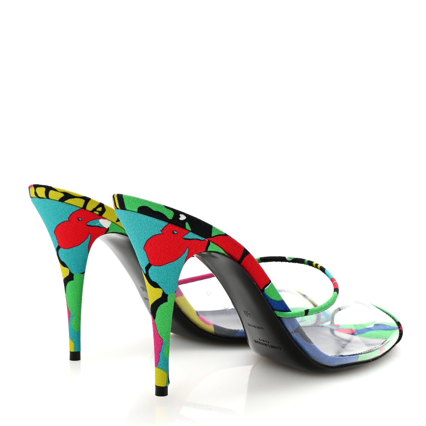 Transparent Ibiza Flower Gippy 95 Mule Sandals 40 Multicolor