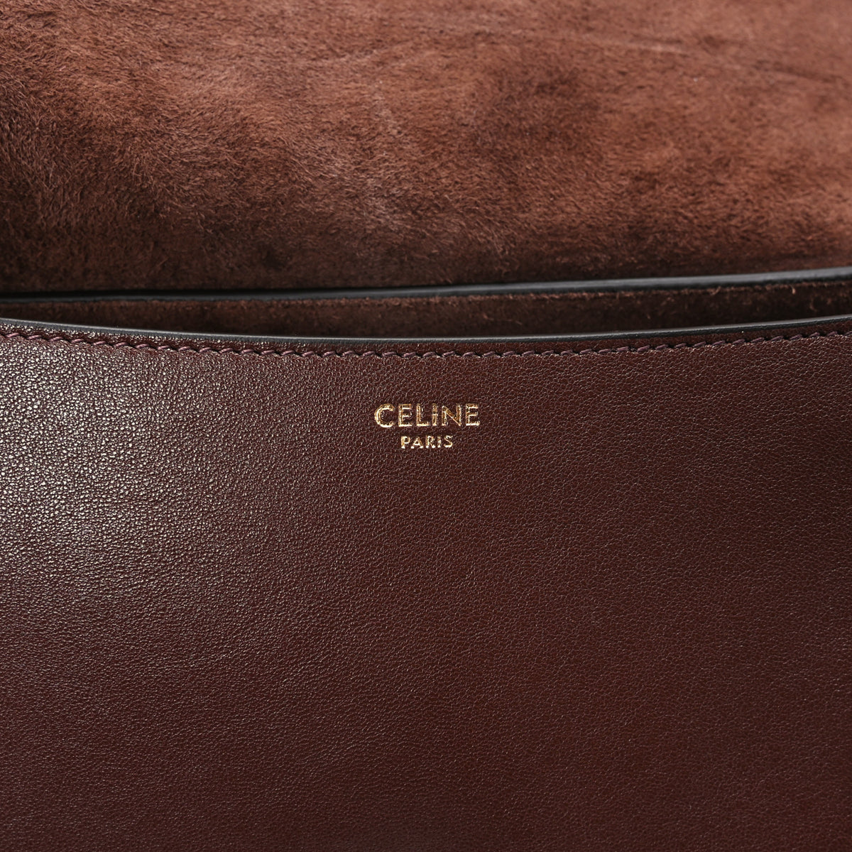 Shiny Lambskin Soft Triomphe Little Half Moon Bag Deep Brown