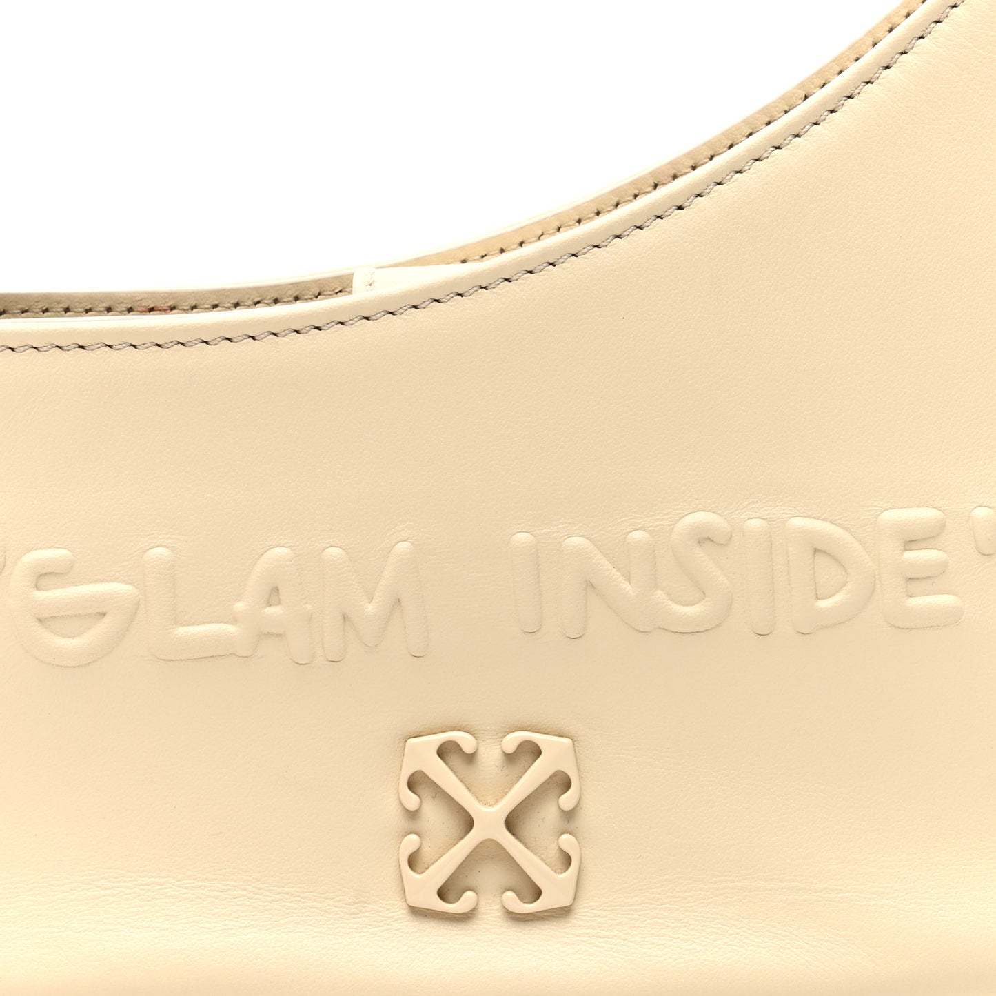 Calfskin 3D Glam Inside Jitney Shoulder Bag Beige