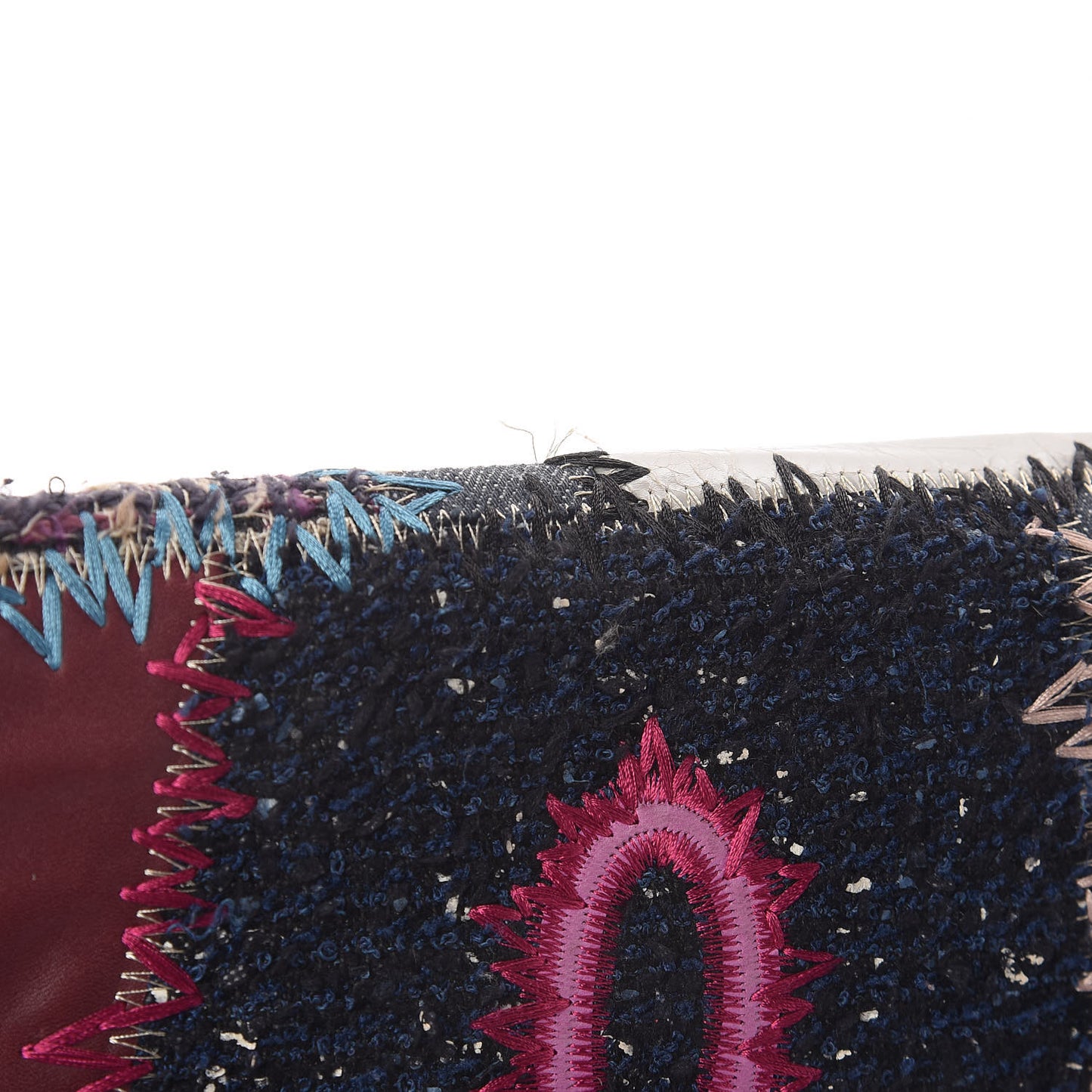 Denim Tweed Patchwork Jumbo Single Flap Multicolor
