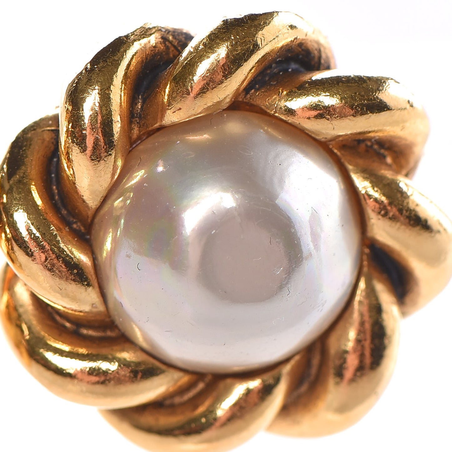 Pearl CC Clip On Earrings Gold