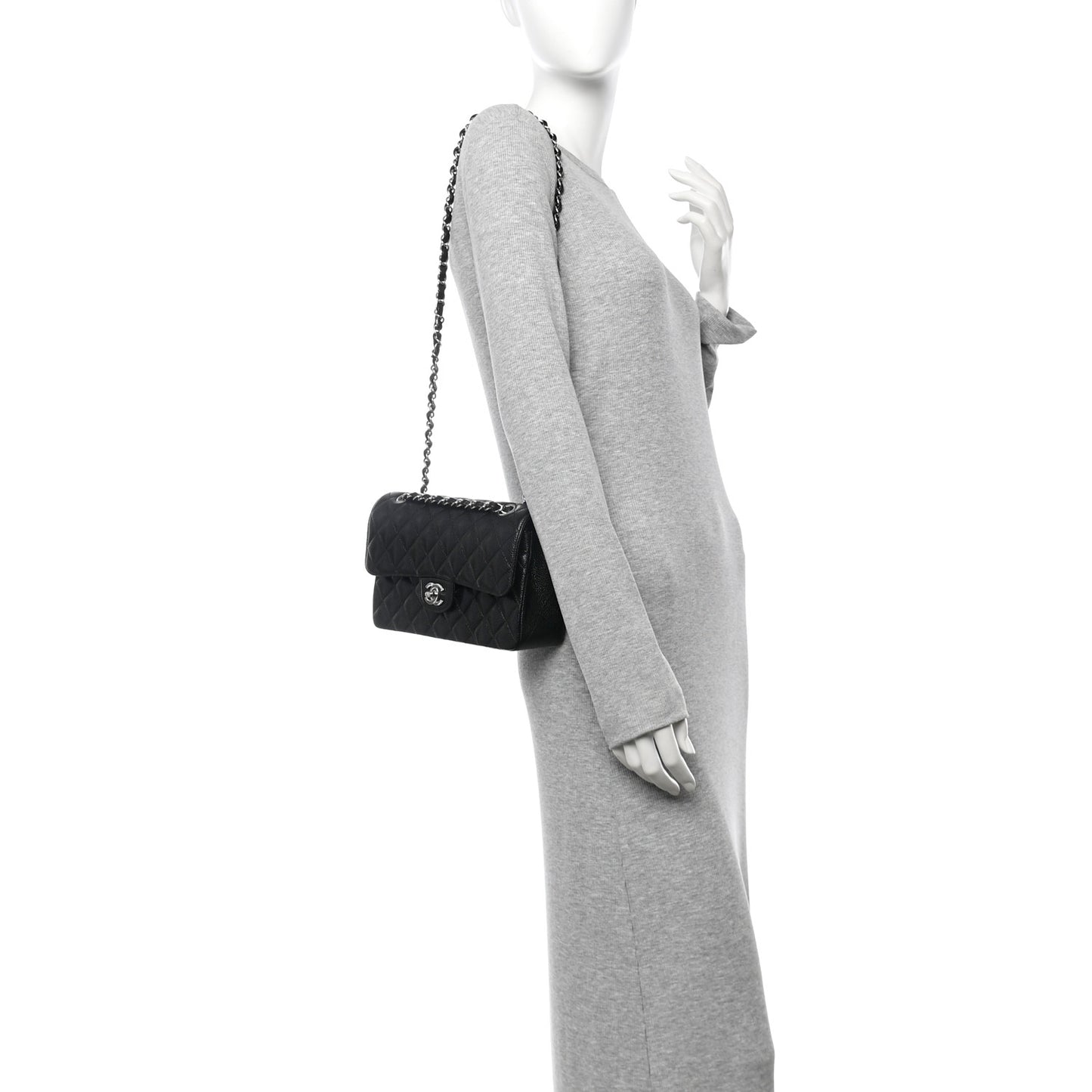 Caviar Quilted Small Double Flap Black