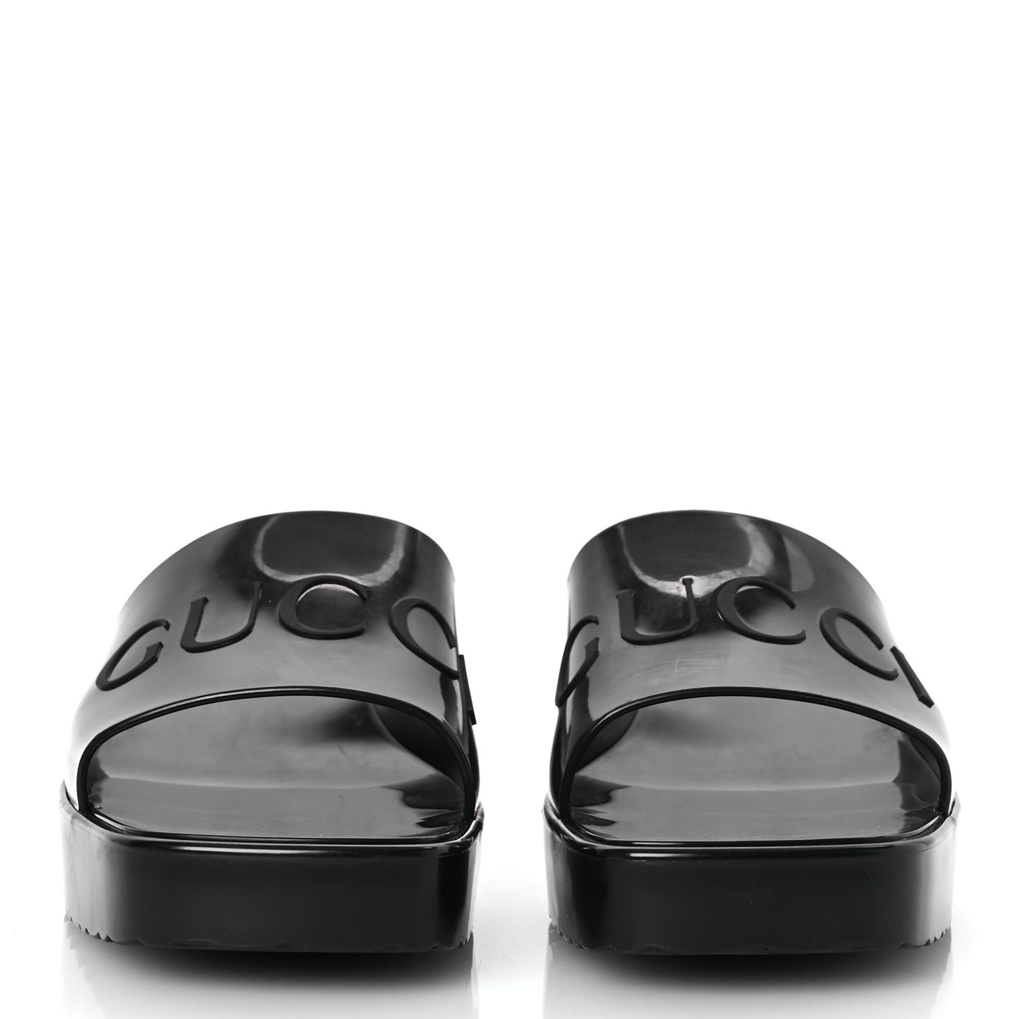 Rubber Gucci Logo Womens Platform 20/60mm Slide Sandals 41 Black