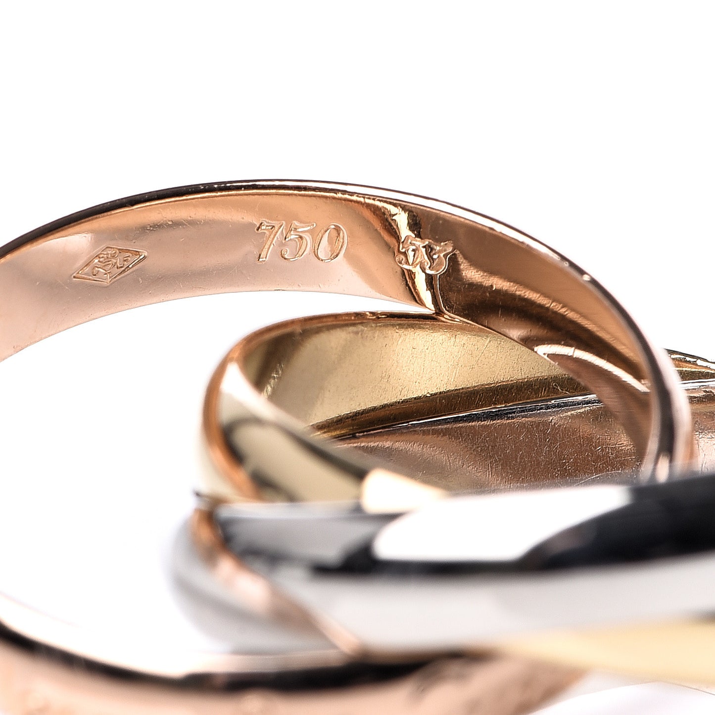 18K Pink Yellow White Gold Classic Les Must De Trinity Ring 53 6.25