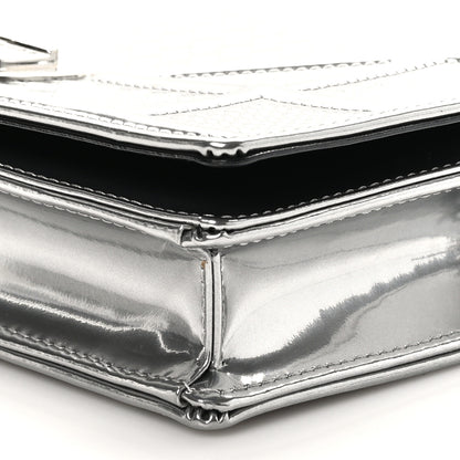 Christian Dior Metallic Patent Micro-Cannage Diorama Wallet on Chain Pouch Silver 9 of 9
