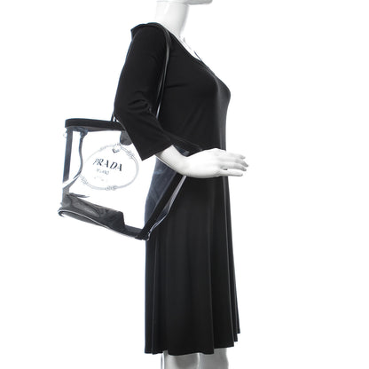 Prada Plexiglass Calfskin Small Shopper Tote Black 2 of 8