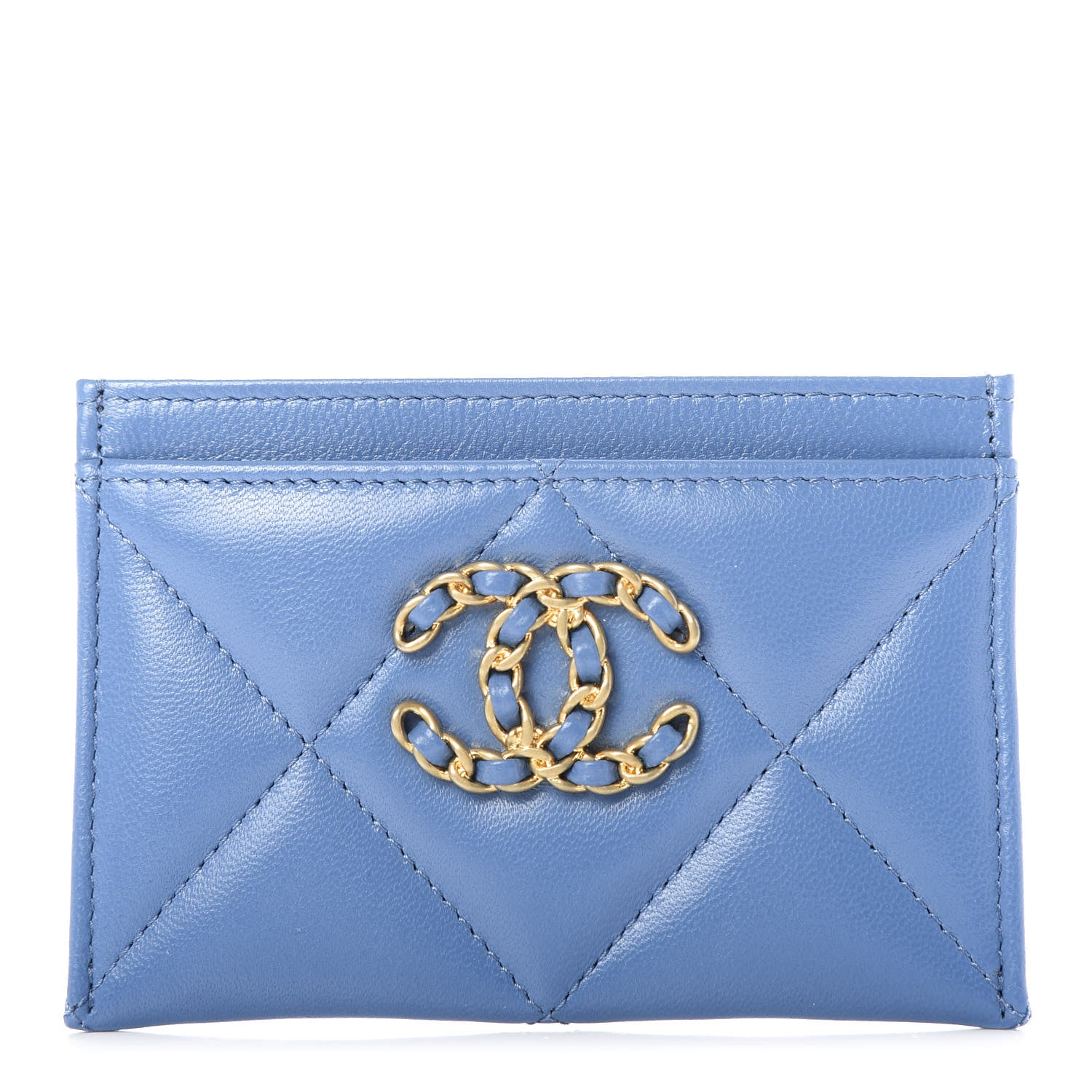 Chanel Lambskin Quilted 19 Card Holder Blue 1 of 9