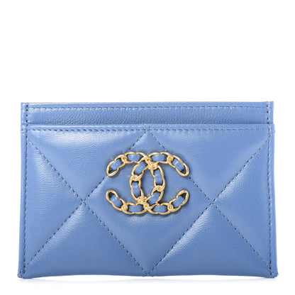 Chanel Lambskin Quilted 19 Card Holder Blue 1 of 9