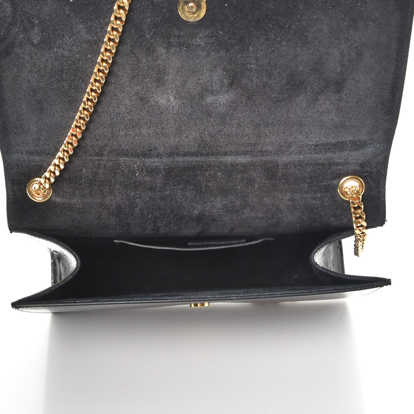 Patent Medium Monogram Kate Satchel Black