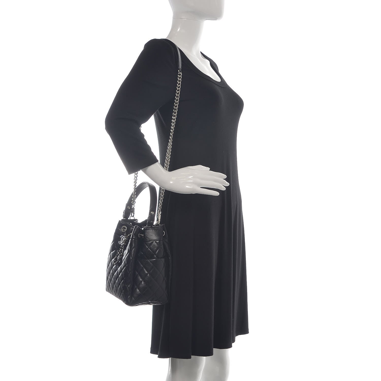 Chanel Caviar Quilted Small Chain Bucket Bag Black 2 of 9