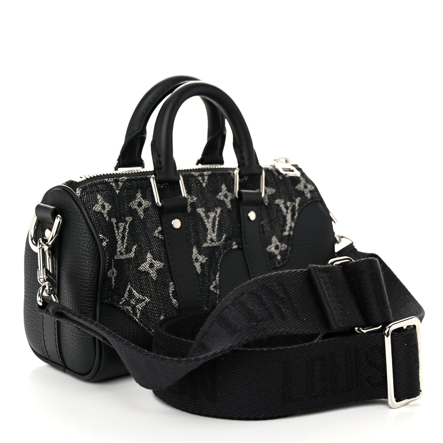 X NIGO Taurillon Monogram Denim Drip Keepall XS Black