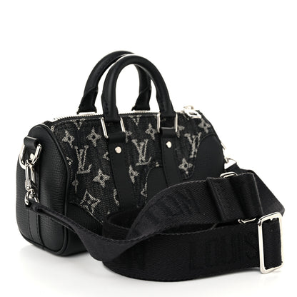 Louis Vuitton X NIGO Taurillon Monogram Denim Drip Keepall XS Black 3 of 10