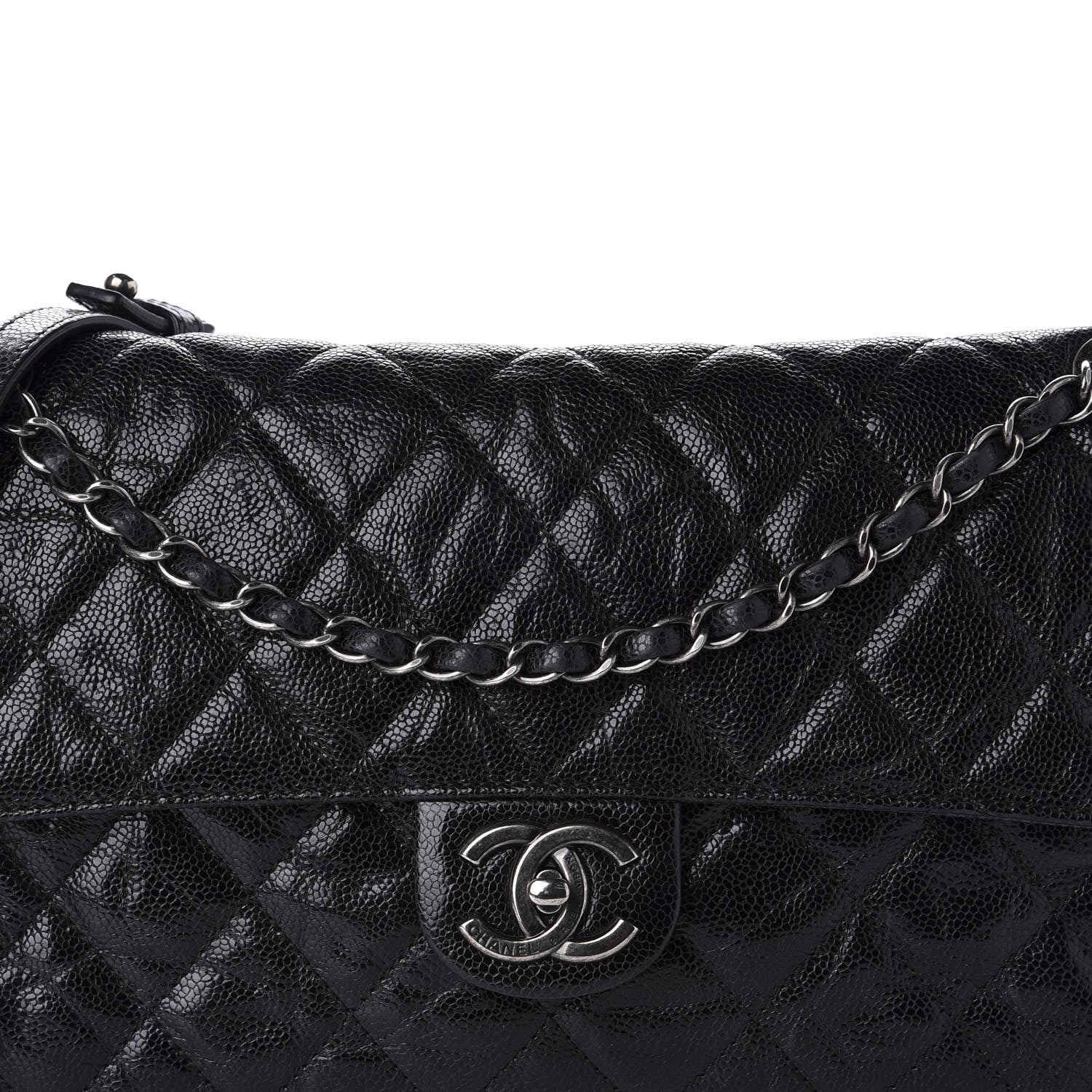 Chanel Crumpled Grained Calfskin Jumbo CC Crave Flap Black 10 of 10