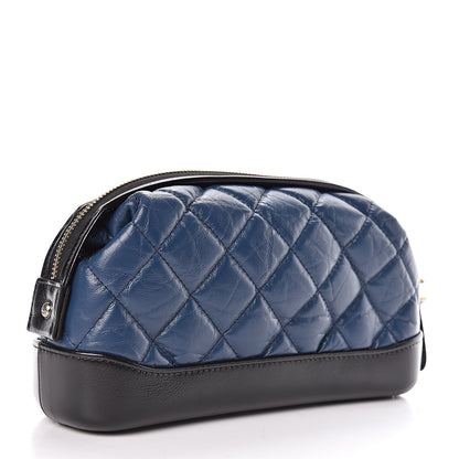Chanel Aged Calfskin Quilted Gabrielle Classic Pouch Blue Black 3 of 9