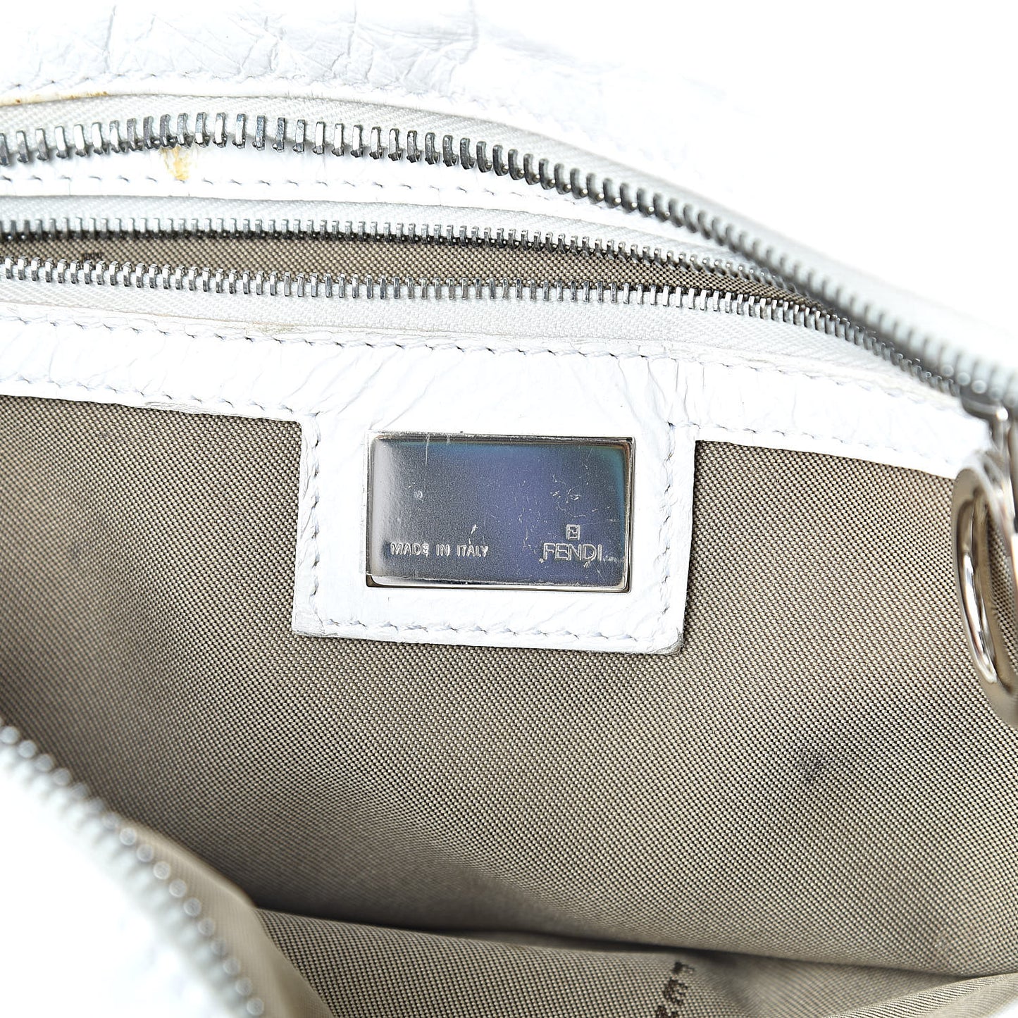 Laminated Calfskin Small Devil Trapezio Tote White