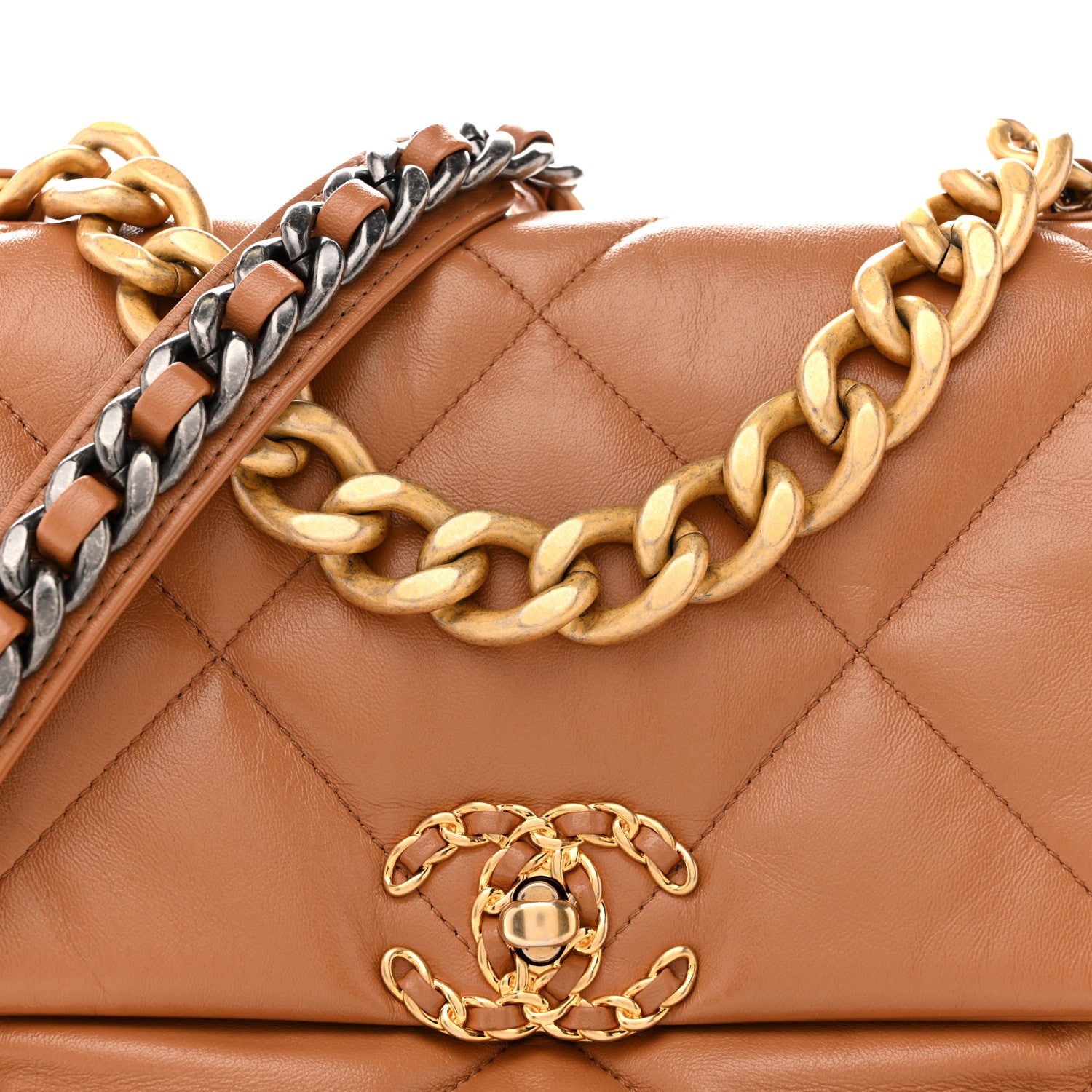 Chanel Lambskin Quilted Large Chanel 19 Flap Brown 8 of 12
