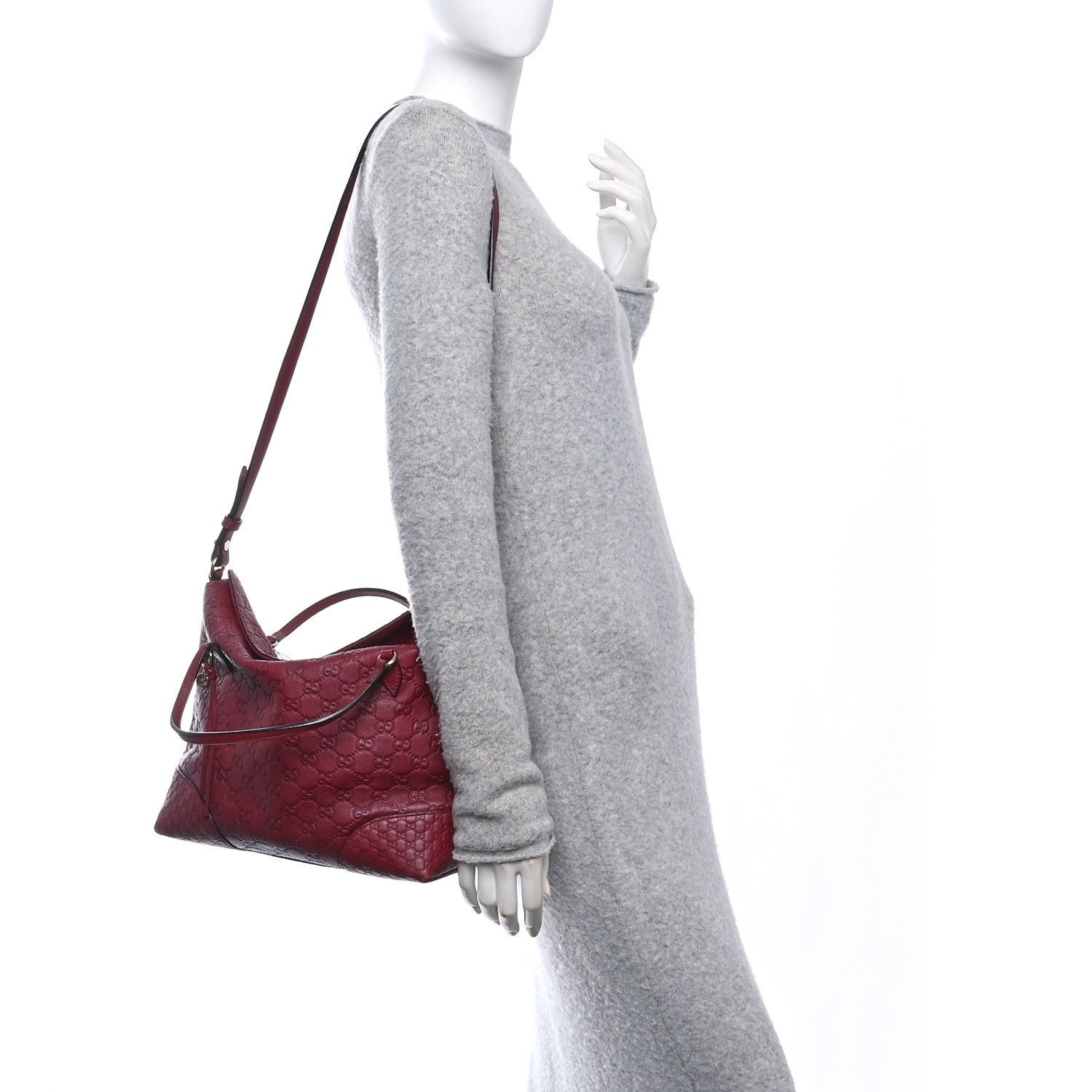 Gucci Guccissima Medium Bree Foldover Tote Classic Ruby 2 of 11