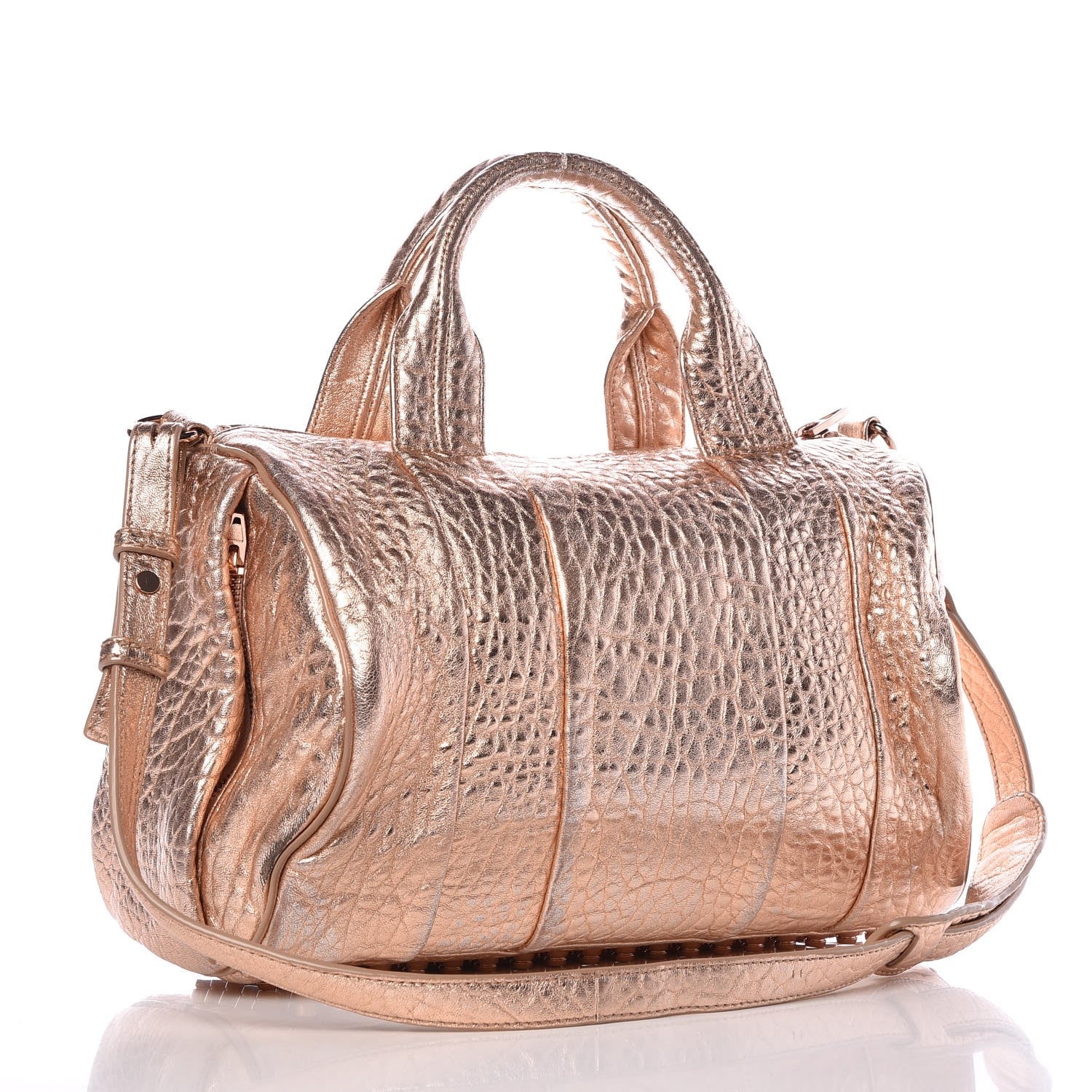 Alexander Wang Metallic Pebbled Lambskin Rocco Rose Gold Hardware 4 of 7