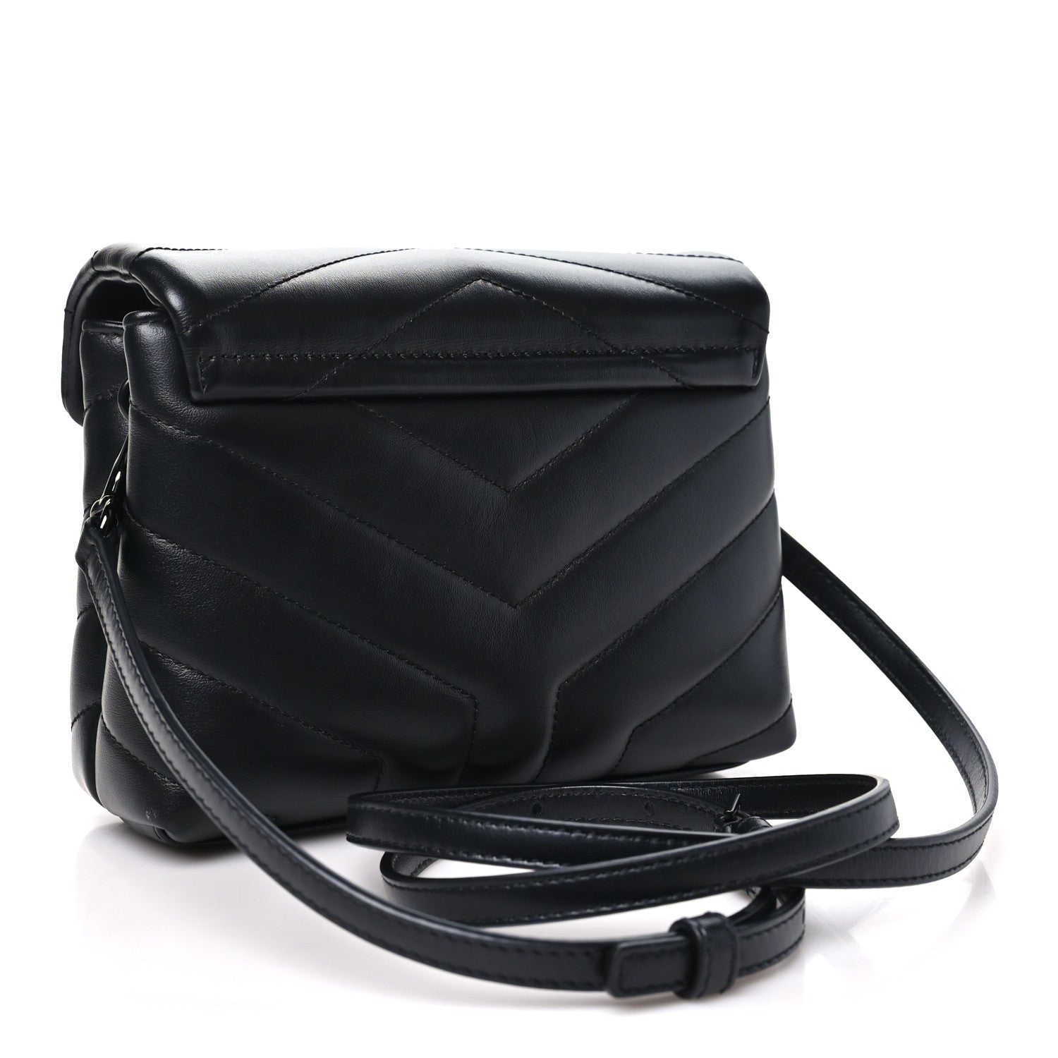 Saint Laurent Calfskin Y Quilted Monogram Monochrome Toy Loulou Crossbody Bag Black 3 of 11