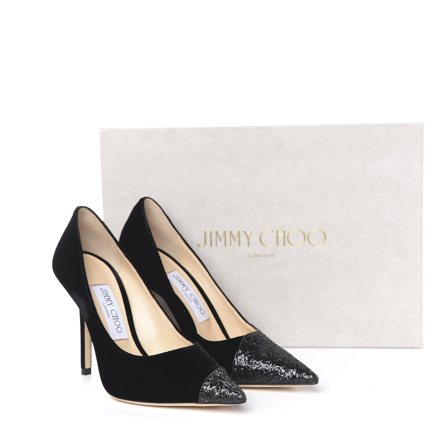Jimmy Choo Velvet Glitter Love 100 Pumps 36.5 Black 9 of 9