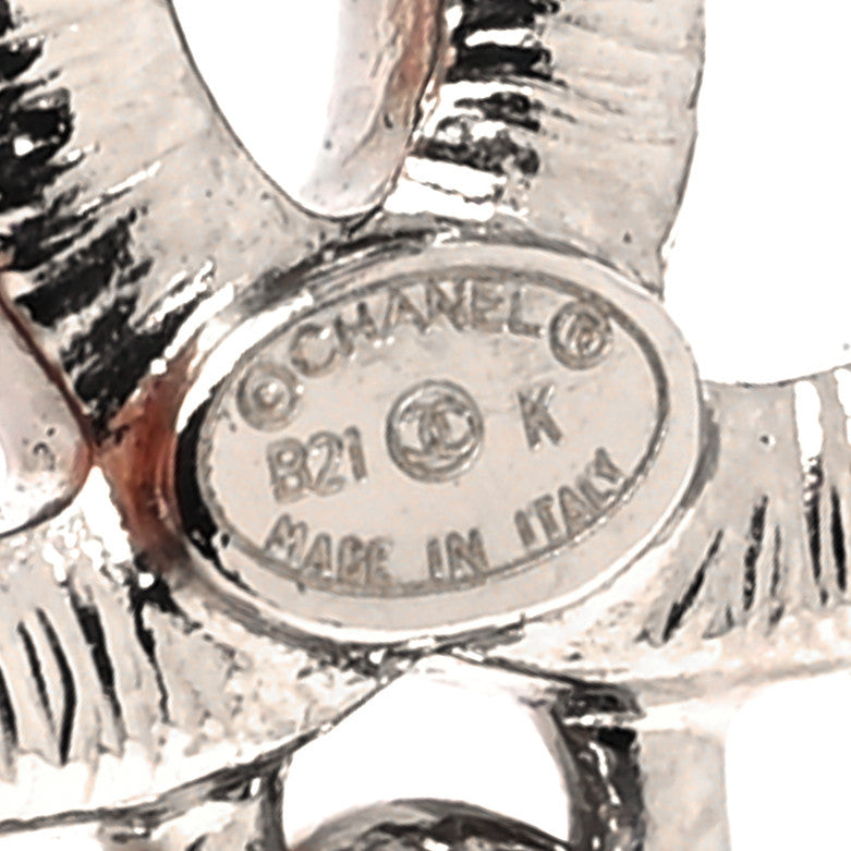 Chanel Crystal CC Teardrop Earrings Silver 4 of 4