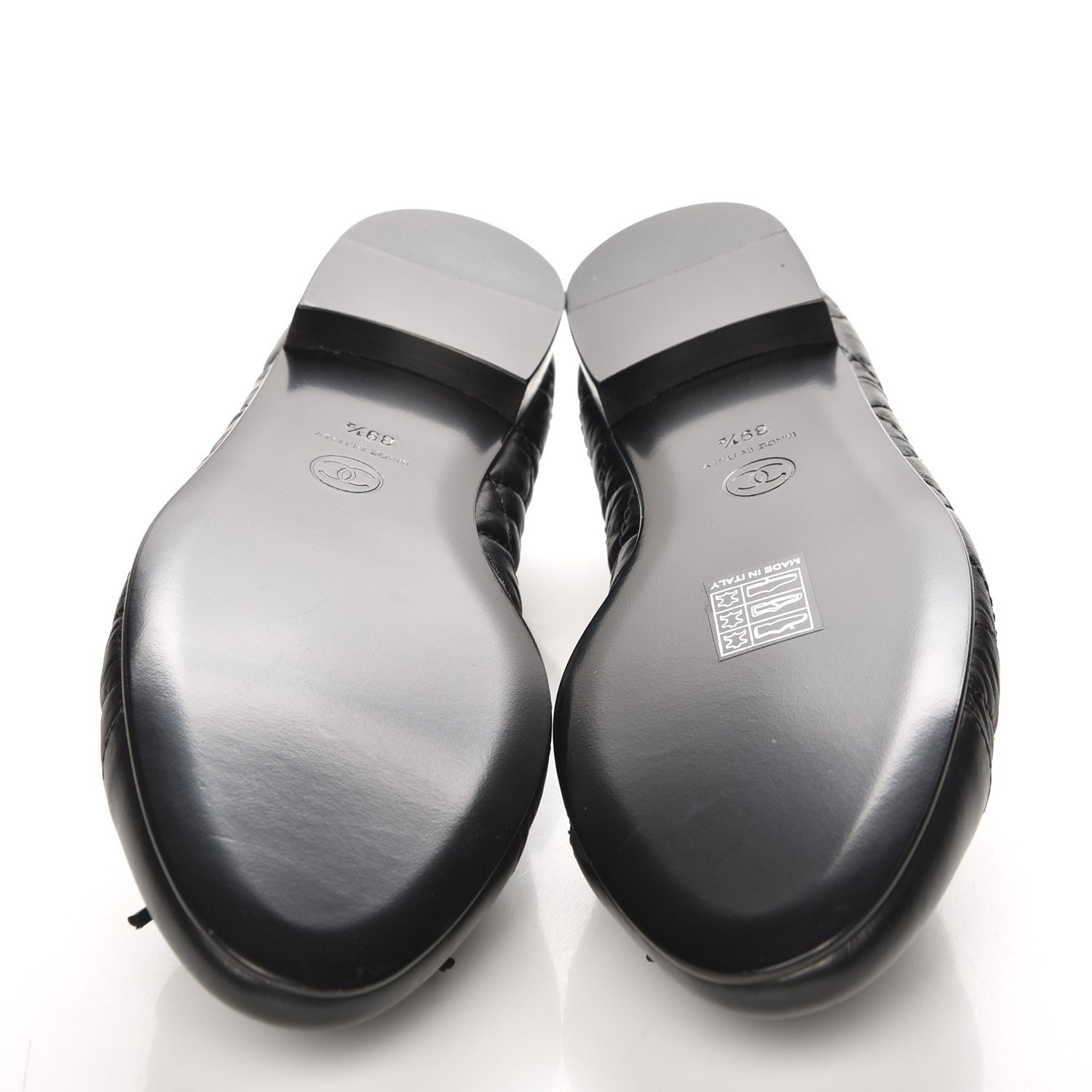 Chanel Aged Calfskin Quilted Cap Toe Ballerina Flats 39.5 Black 5 of 9