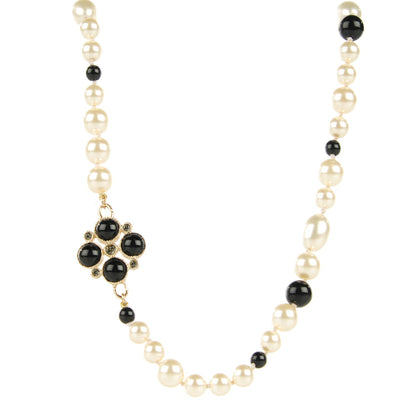 Chanel Pearl Crystal CC Short Necklace Gold Black 1 of 6