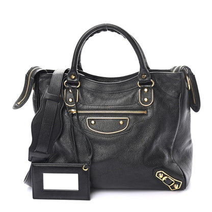 Balenciaga Chevre Gold Metallic Edge Hardware Velo Black 1 of 9