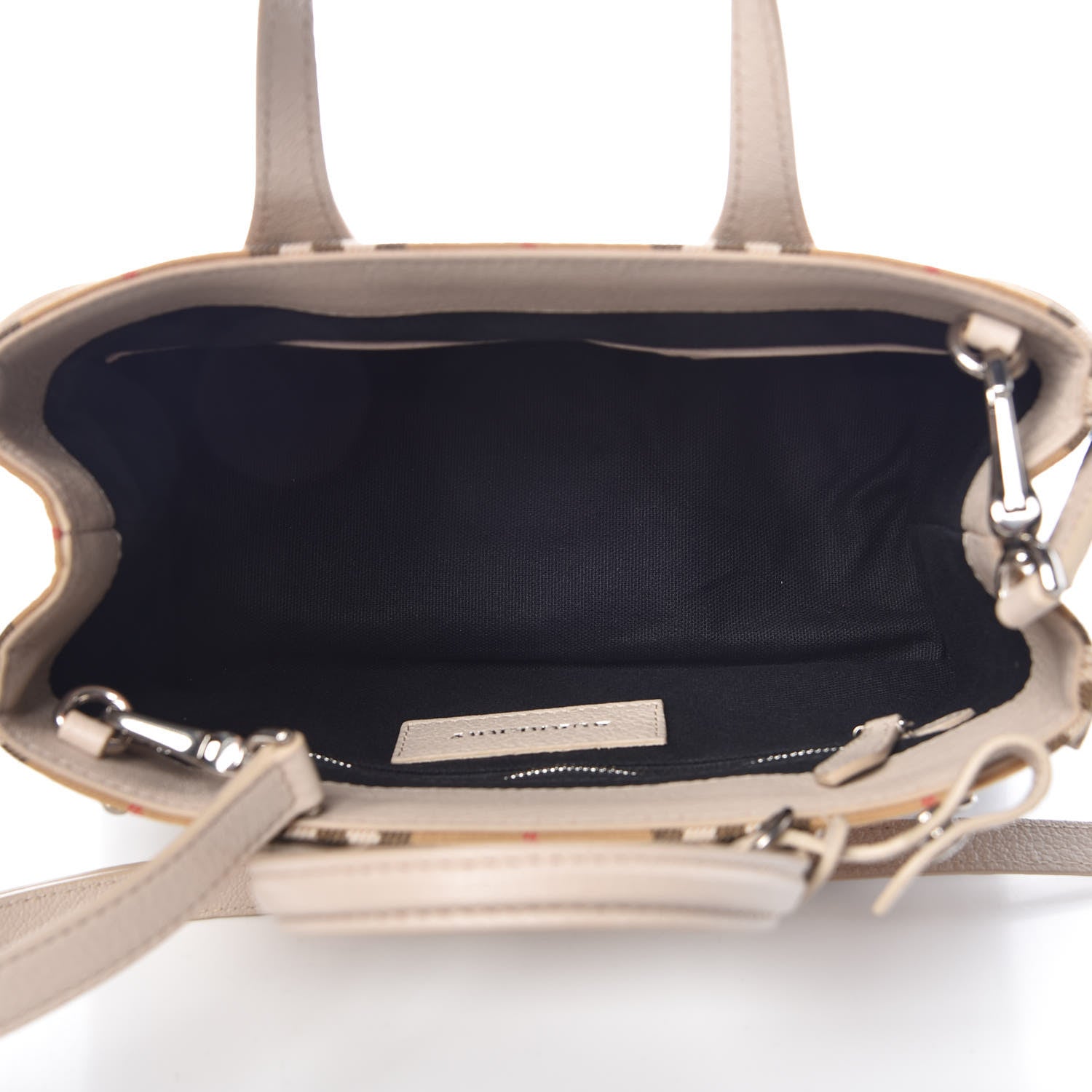 Burberry Goatskin Vintage Check Small Banner Tote Limestone 6 of 10