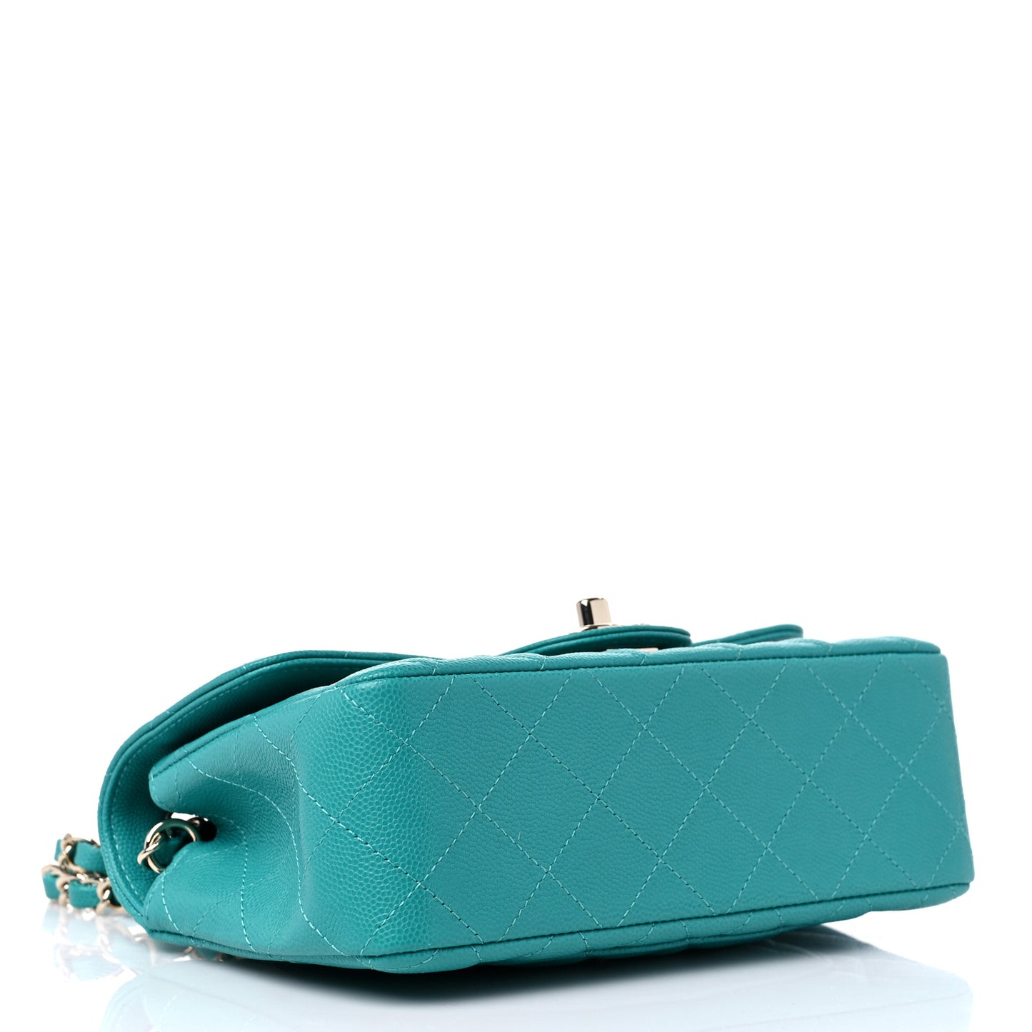 Caviar Quilted Mini Rectangular Flap Turquoise