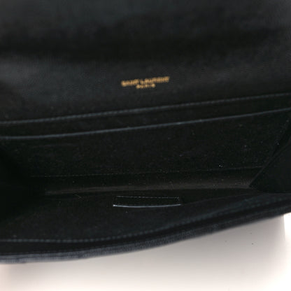 Saint Laurent Grain De Poudre Matelasse Chevron Monogram Envelope Clutch Black 5 of 9