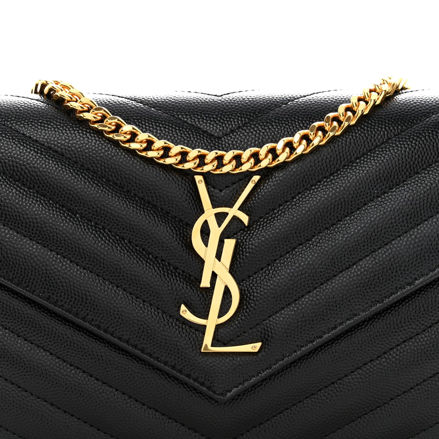 Grain De Poudre Matelasse Chevron Monogram Chain Wallet Black