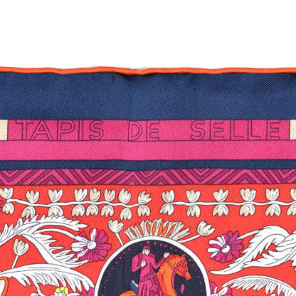 Hermes Silk Tapis De Selle Scarf 90 Marine Violet Rouge 2 of 5