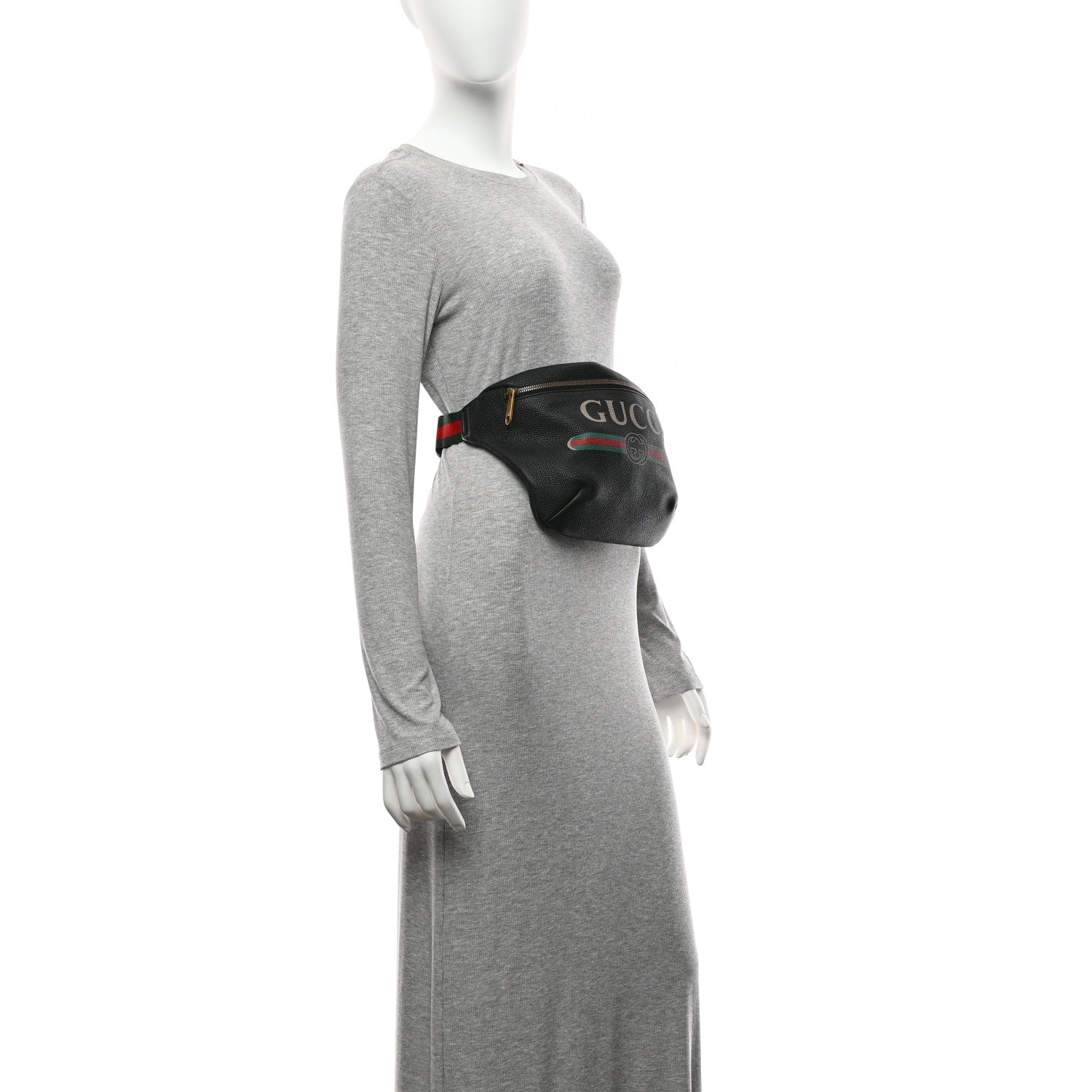 Gucci Grained Calfskin Logo Belt Bag Black 2 of 11
