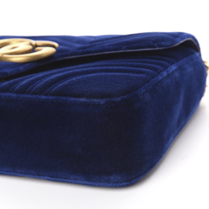 Gucci Velvet Matelasse Medium GG Marmont Shoulder Bag Cobalt Blue 8 of 9