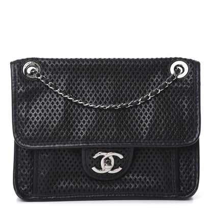 Chanel Metallic Perforated Calfskin Small Up In The Air Flap Black 1 of 18