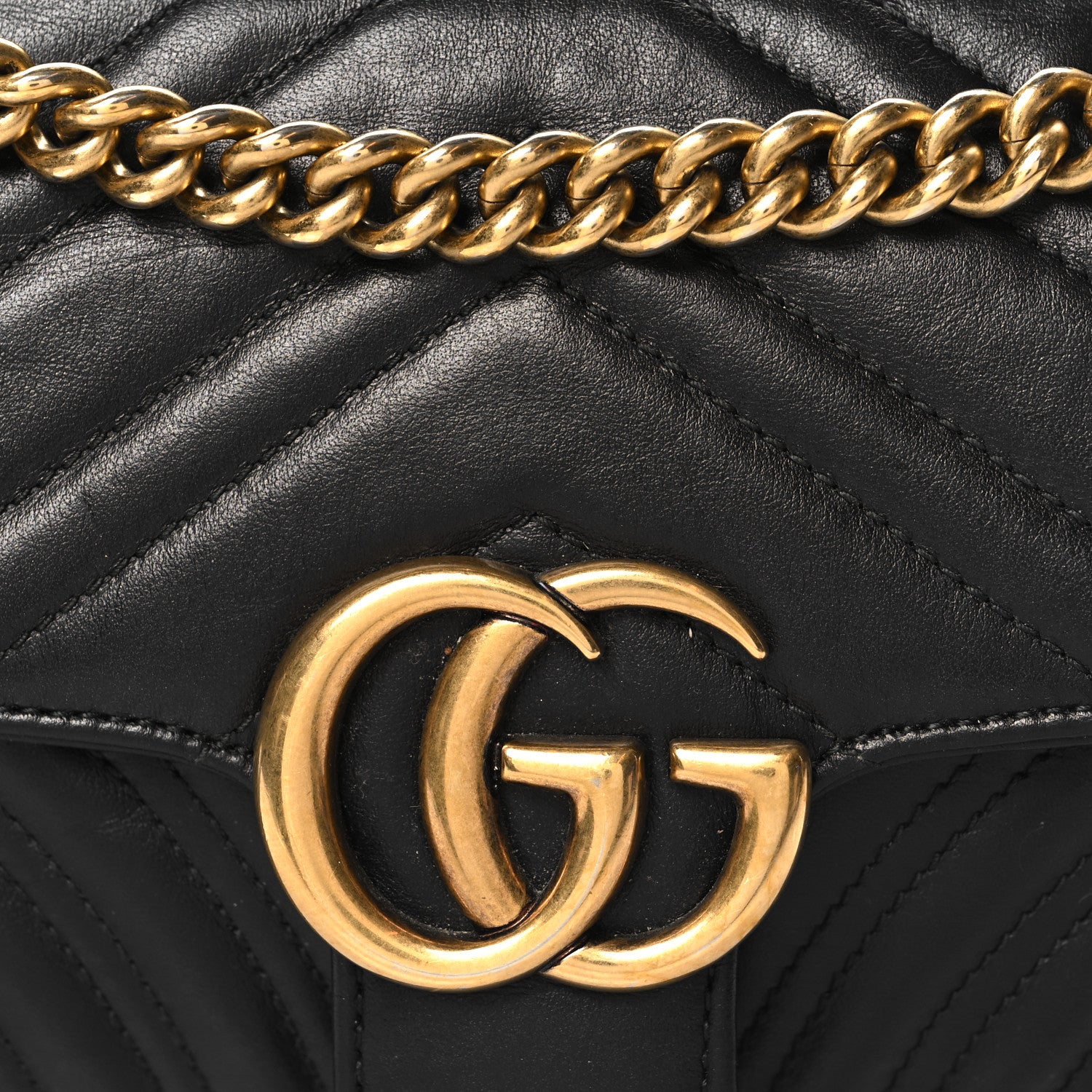 Gucci Calfskin Matelasse Mini GG Marmont Shoulder Bag Black 8 of 12