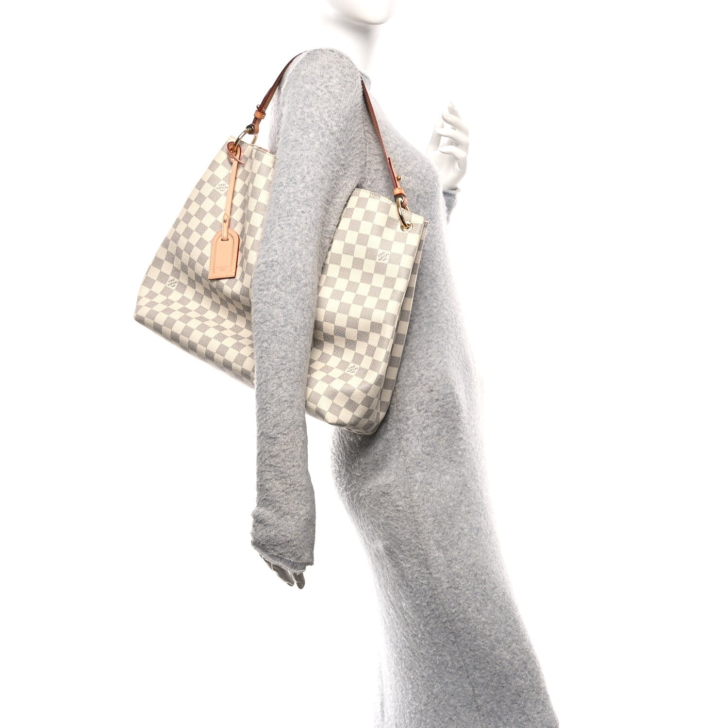Louis Vuitton Damier Azur Graceful MM Rose Ballerine 2 of 9