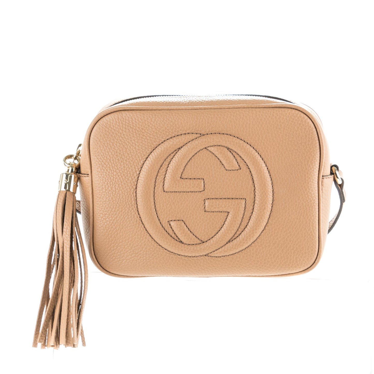 Pebbled Calfskin Small Soho Disco Bag Rose Beige