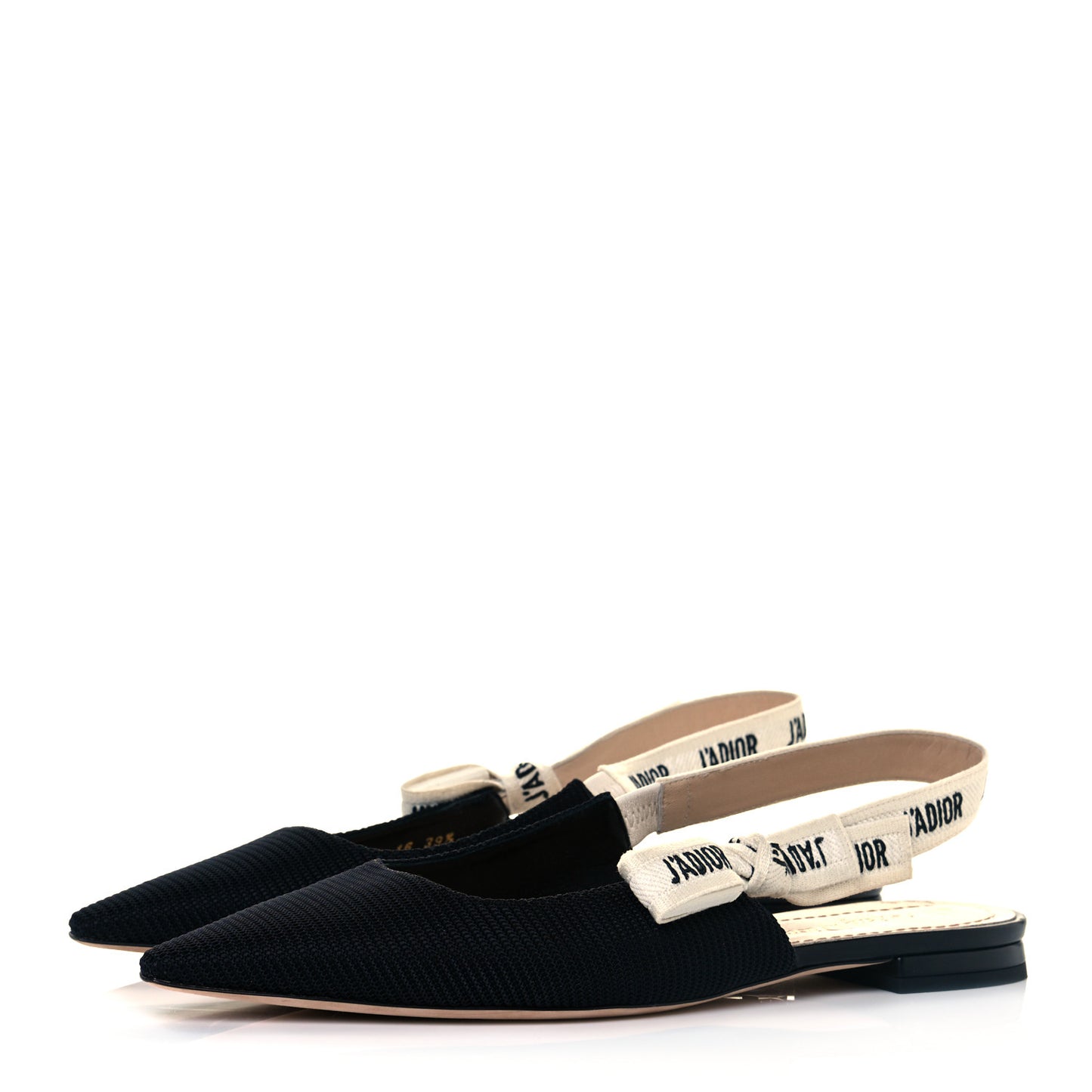 Technical Canvas Ribbon J'Adior Slingback Ballet Flats 39.5 Black