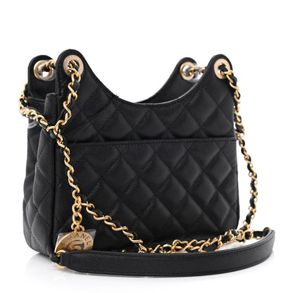 Chanel Caviar Quilted Small Wavy CC Hobo Black 3 of 11