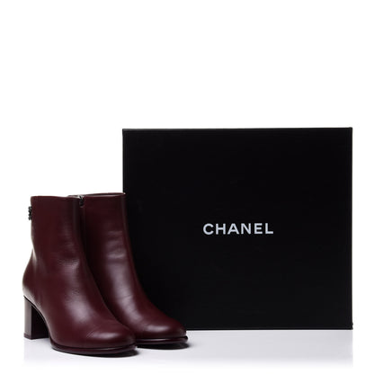Chanel CC Ankle Boots 37 Burgundy 10 of 10
